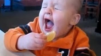 Babies tasting lemon for the first time
