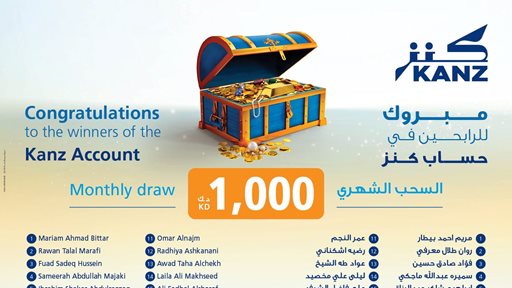 Burgan Bank Announces the Names of the Monthly Draw Winners of Kanz Account