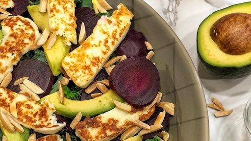 Kale Halloumi Salad Ingredients and Dressing