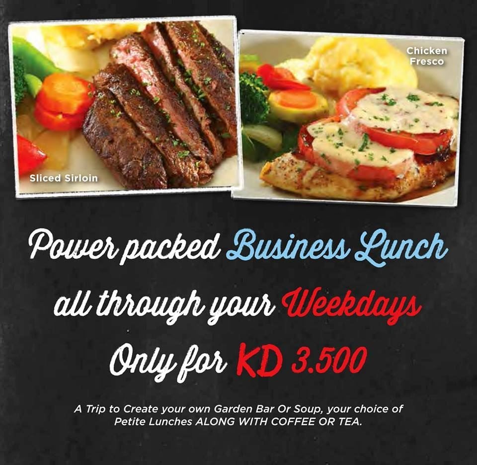 Enjoy Ruby Tuesday power packed business Lunch all through your weekdays