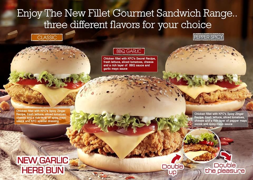 New KFC Fillet Gourmet sandwich