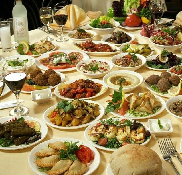 Variety of Lebanese food