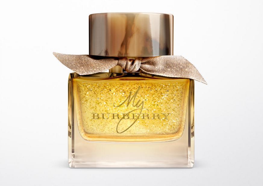 My Burberry Eau de Parfum with golden snowflakes and a gold gabardine knot