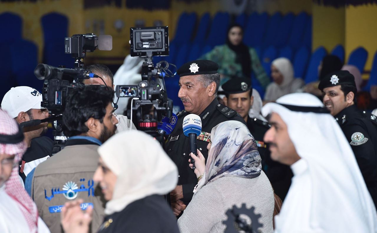 ممثل راعي الحفل وكيل وزارة الداخلية المساعد لشؤون المرور اللواء فهد الشويع متحدثاً لوسائل الإعلام