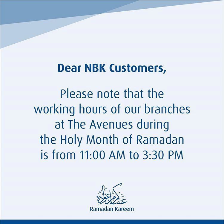 National Bank of Kuwait Ramadan 2019 Working Hours