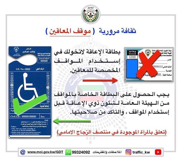 شروط وعقوبة الوقوف في مواقف ذوي الإعاقة في دولة الكويت