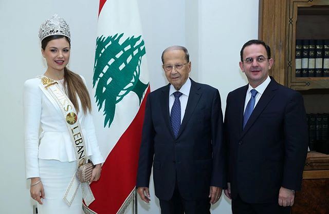 Miss Lebanon Maya Reaidy Meets President Michel Aoun 