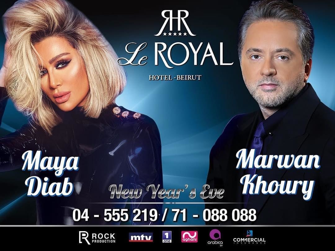 Marwan Khoury and Maya Diab in Le Royal Hotel on New Year's Eve 2019