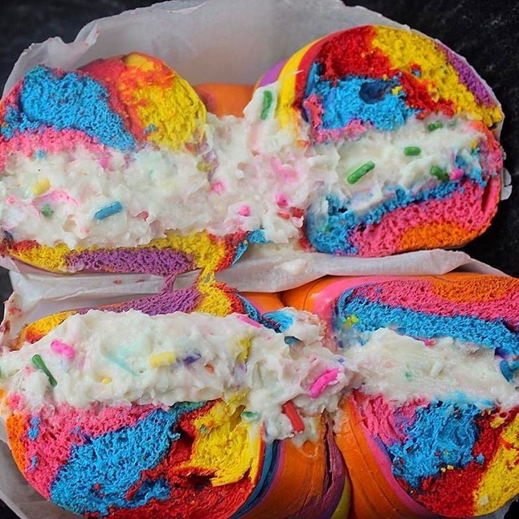 The Bagel Store Colorful Rainbow Bagels
