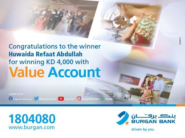 Huwaida Refaat Abdullah Wins KD 4000 in Burgan Bank’s Value Account Draw