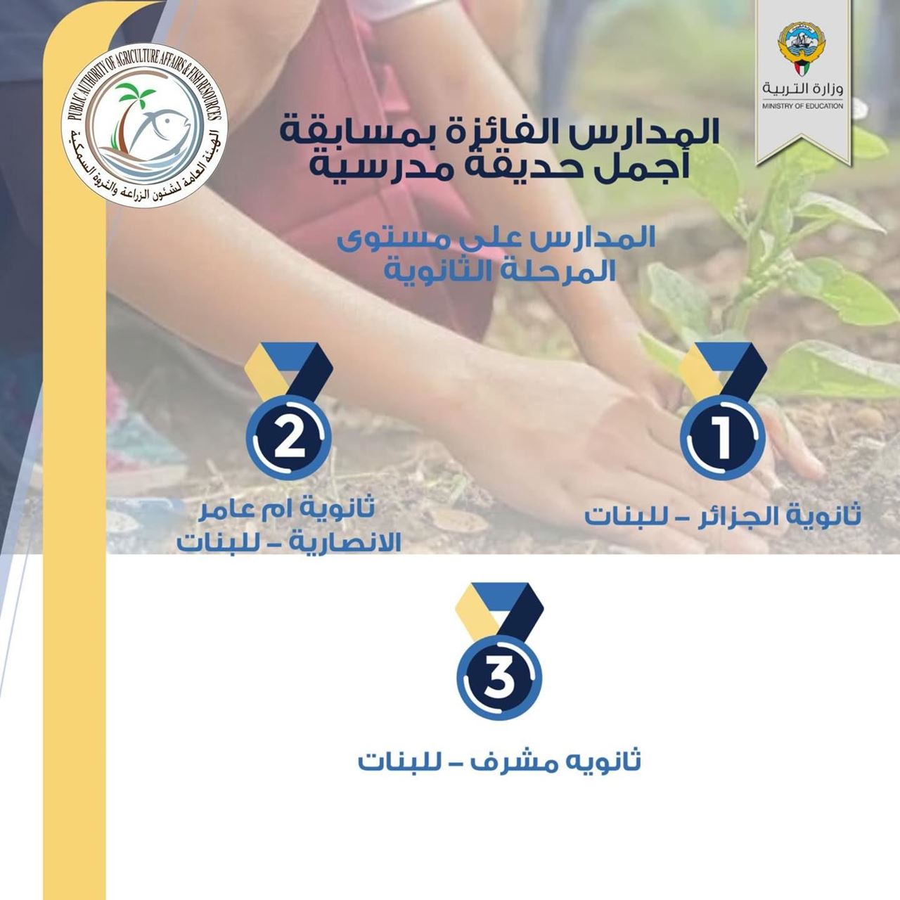 المدارس الفائزة بمسابقة "أجمل حديقة مدرسية" في الكويت